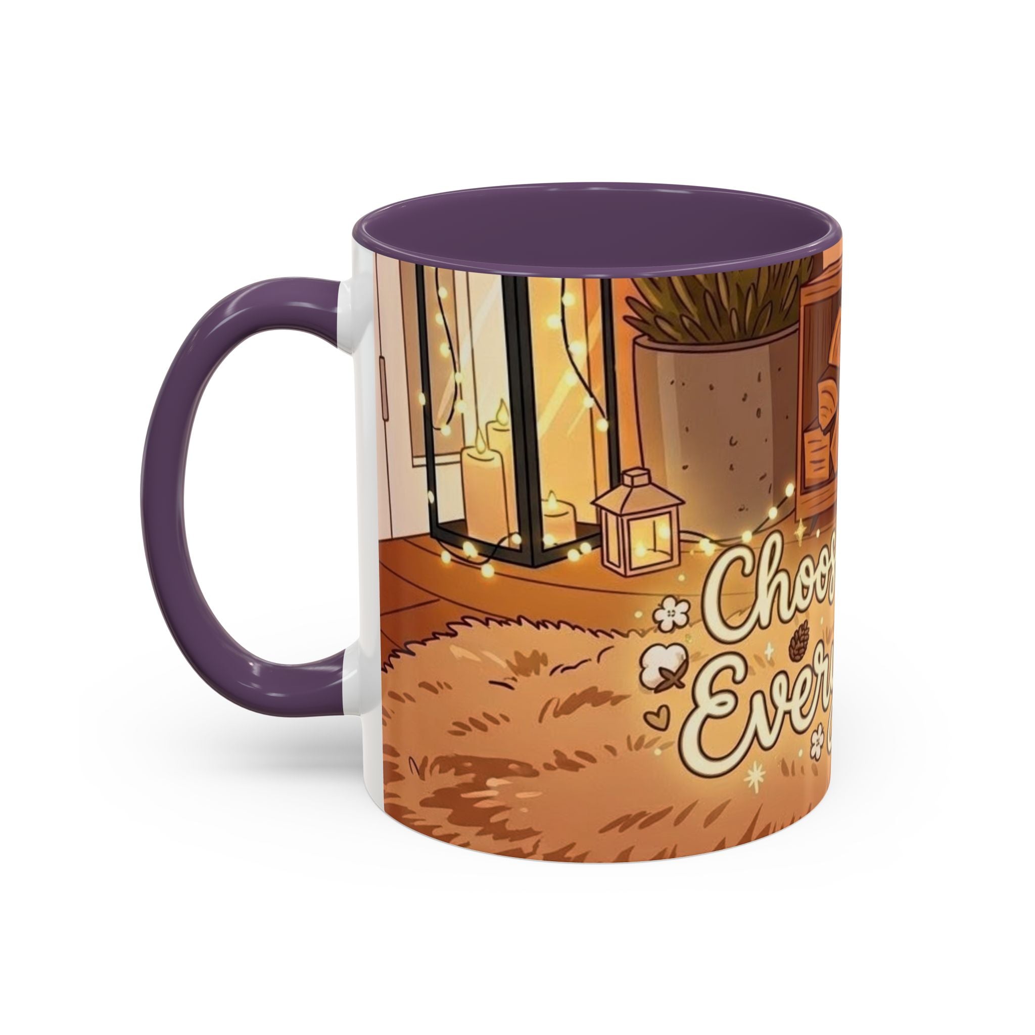 Cozy Fireplace Accent Coffee Mug — "Choose Cozy Every Day"