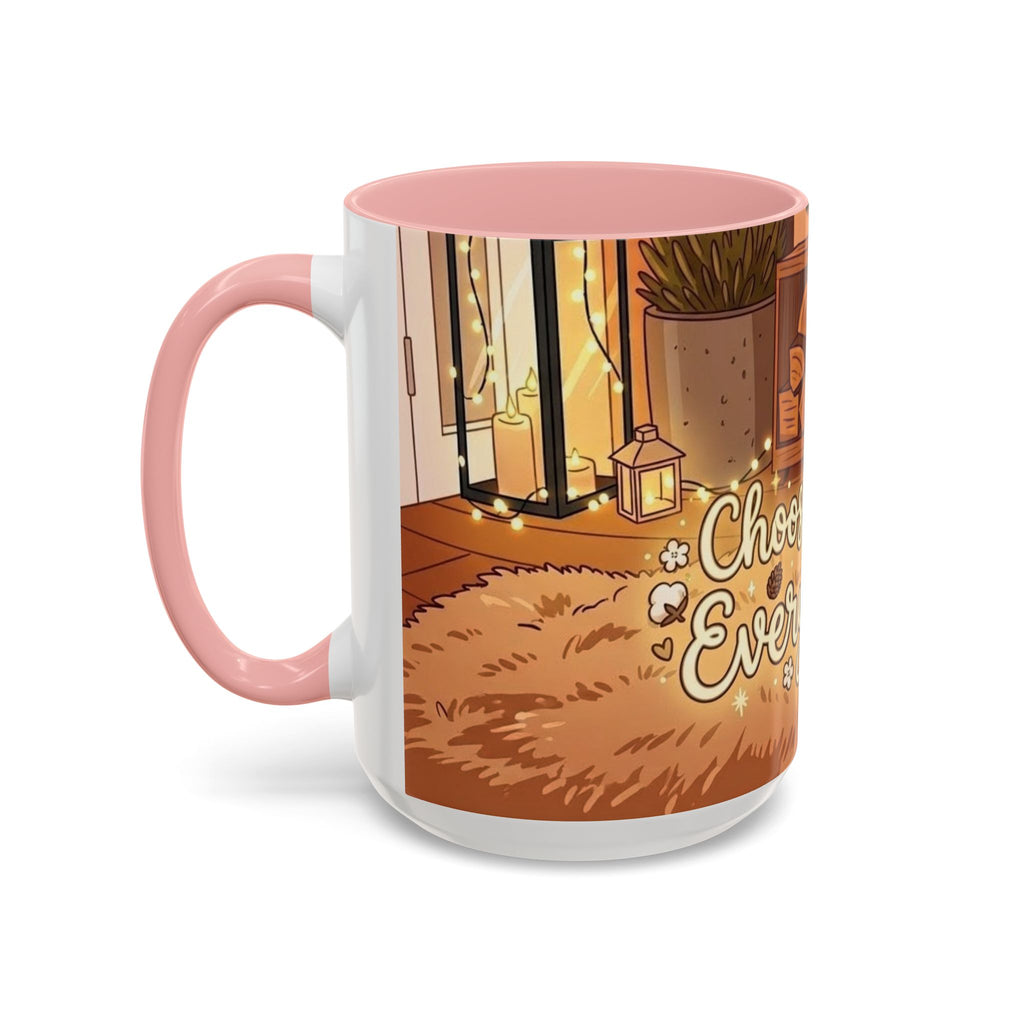Cozy Fireplace Accent Coffee Mug — "Choose Cozy Every Day"