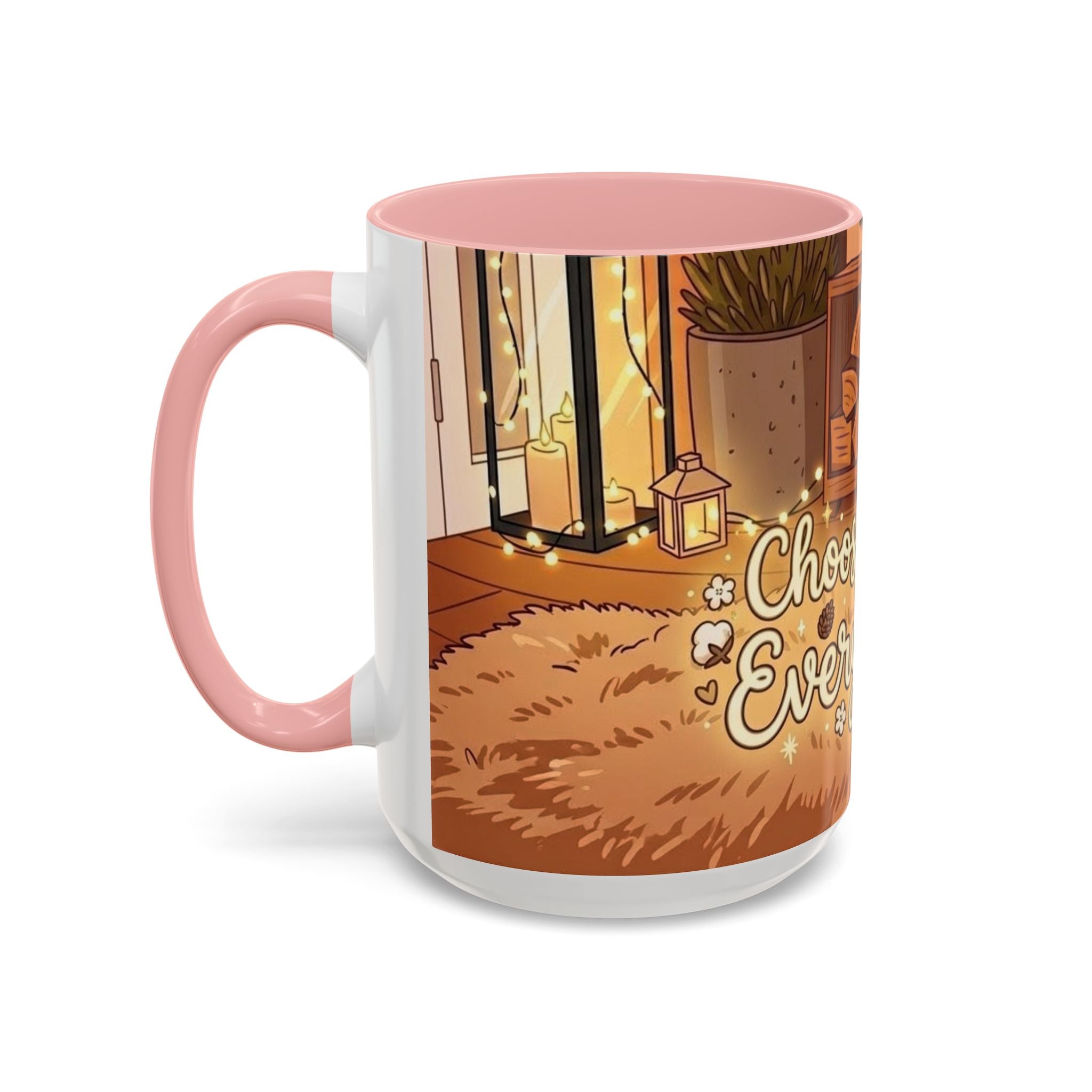Cozy Fireplace Accent Coffee Mug — "Choose Cozy Every Day"