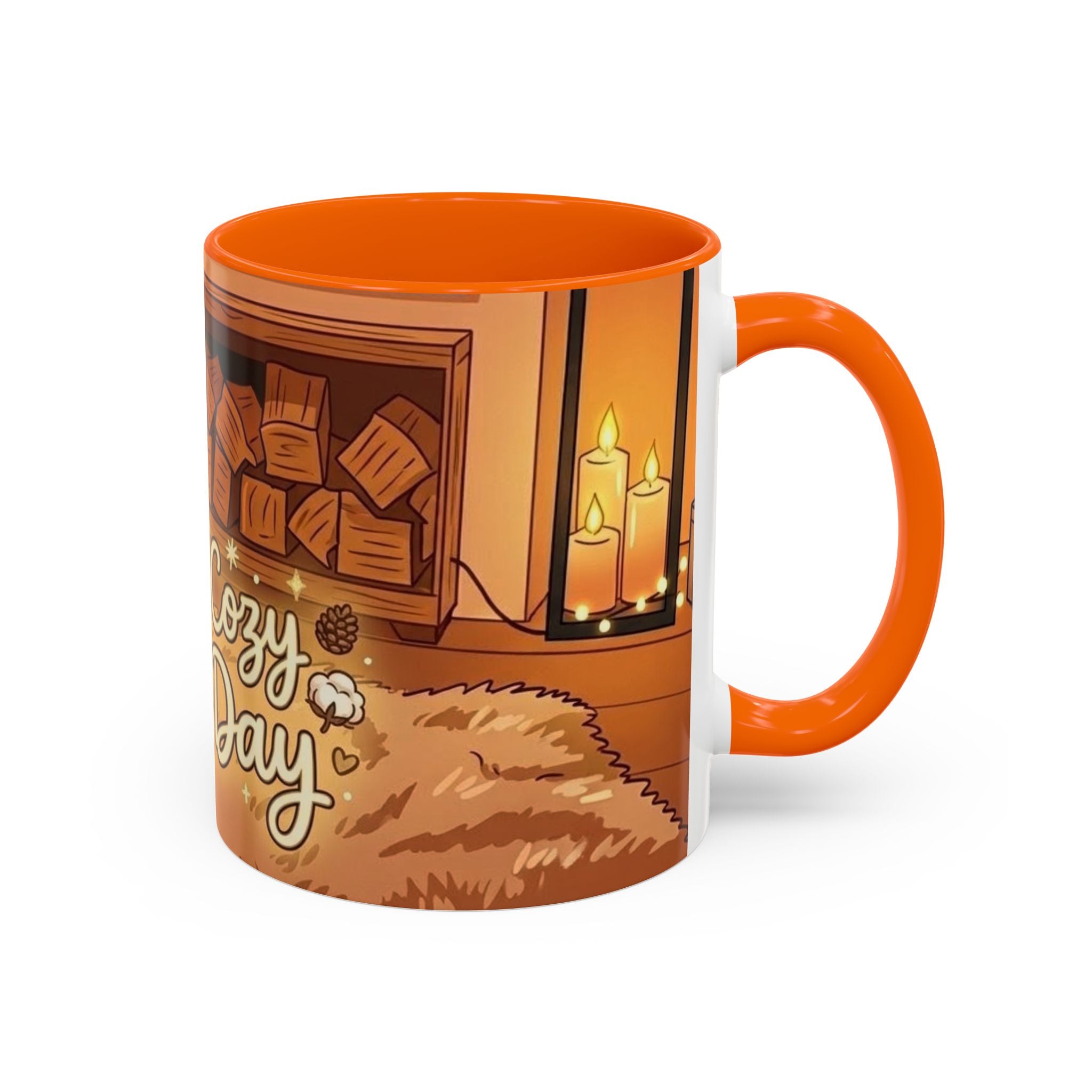 Cozy Fireplace Accent Coffee Mug — "Choose Cozy Every Day"