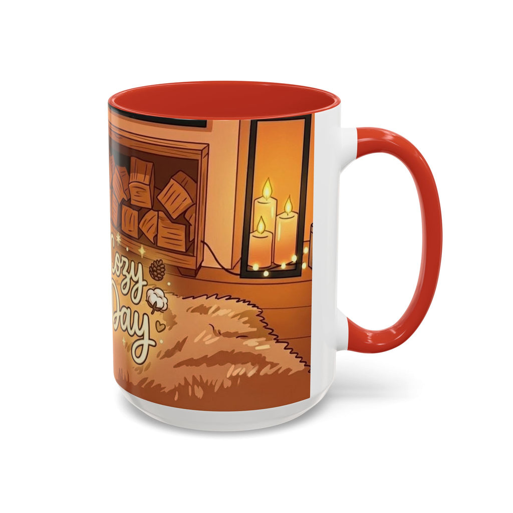 Cozy Fireplace Accent Coffee Mug — "Choose Cozy Every Day"