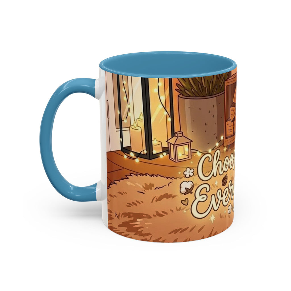 Cozy Fireplace Accent Coffee Mug — "Choose Cozy Every Day"