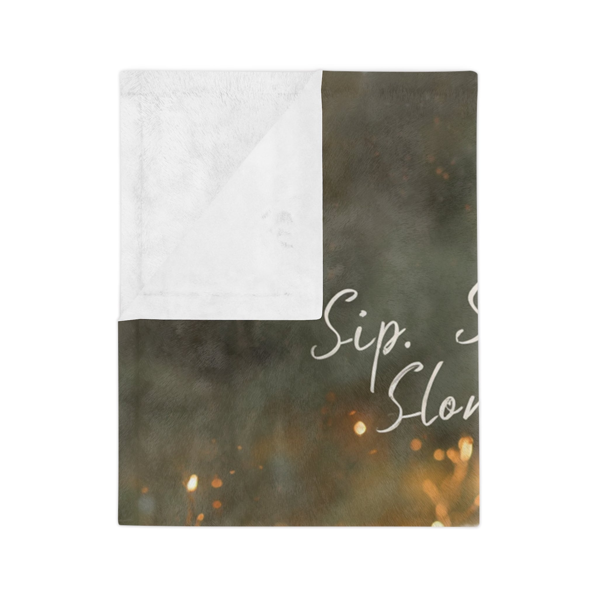 Microfiber Blanket — "Sip, Smile, Slow Down" Cozy Reading Throw