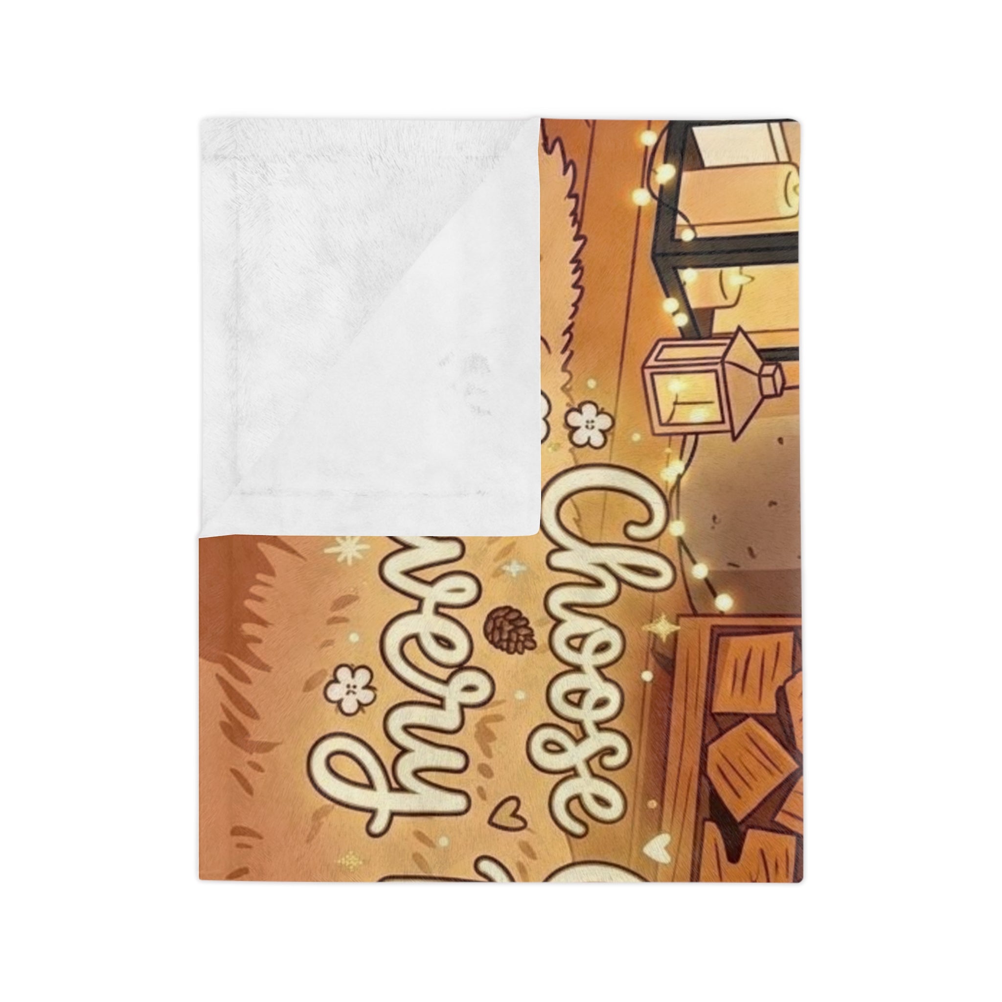 Cozy Fireplace Throw Blanket — "Choose Cozy Every Day" Velveteen Microfiber