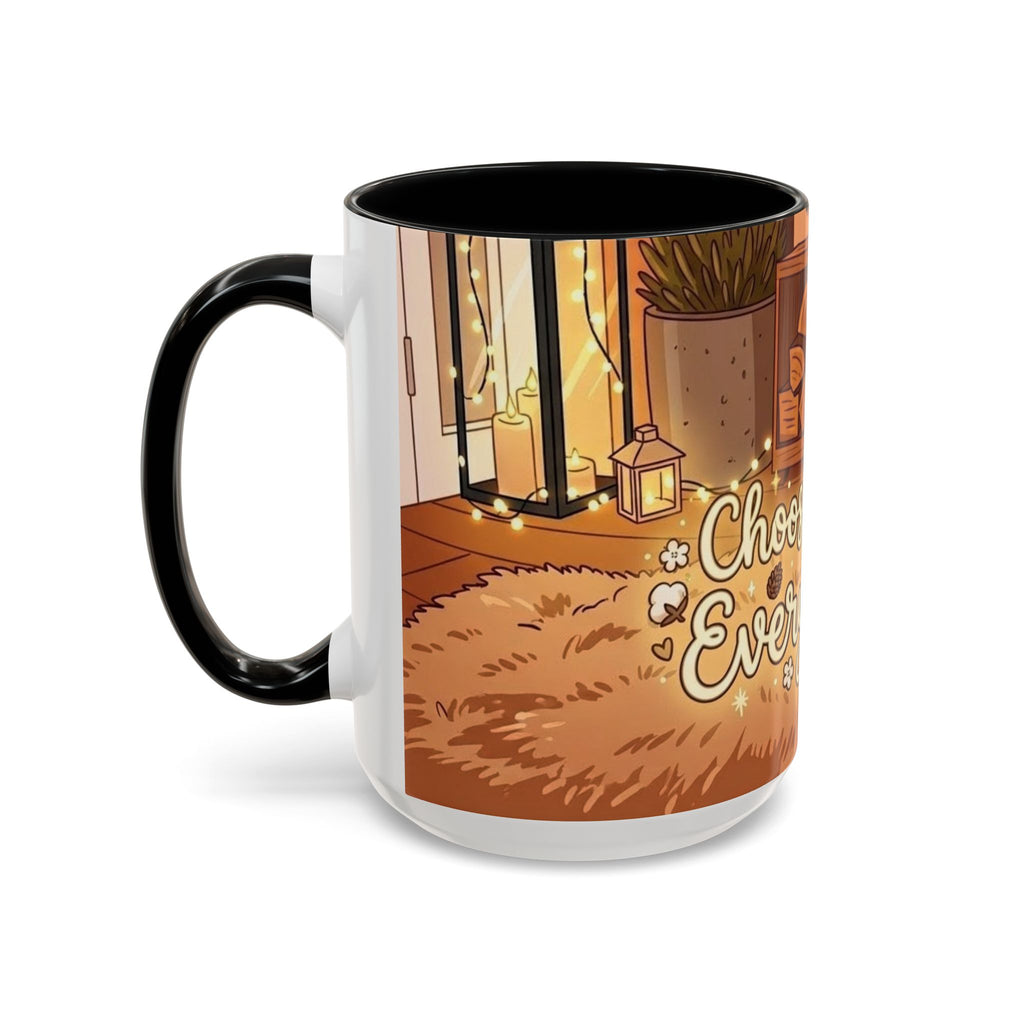Cozy Fireplace Accent Coffee Mug — "Choose Cozy Every Day"
