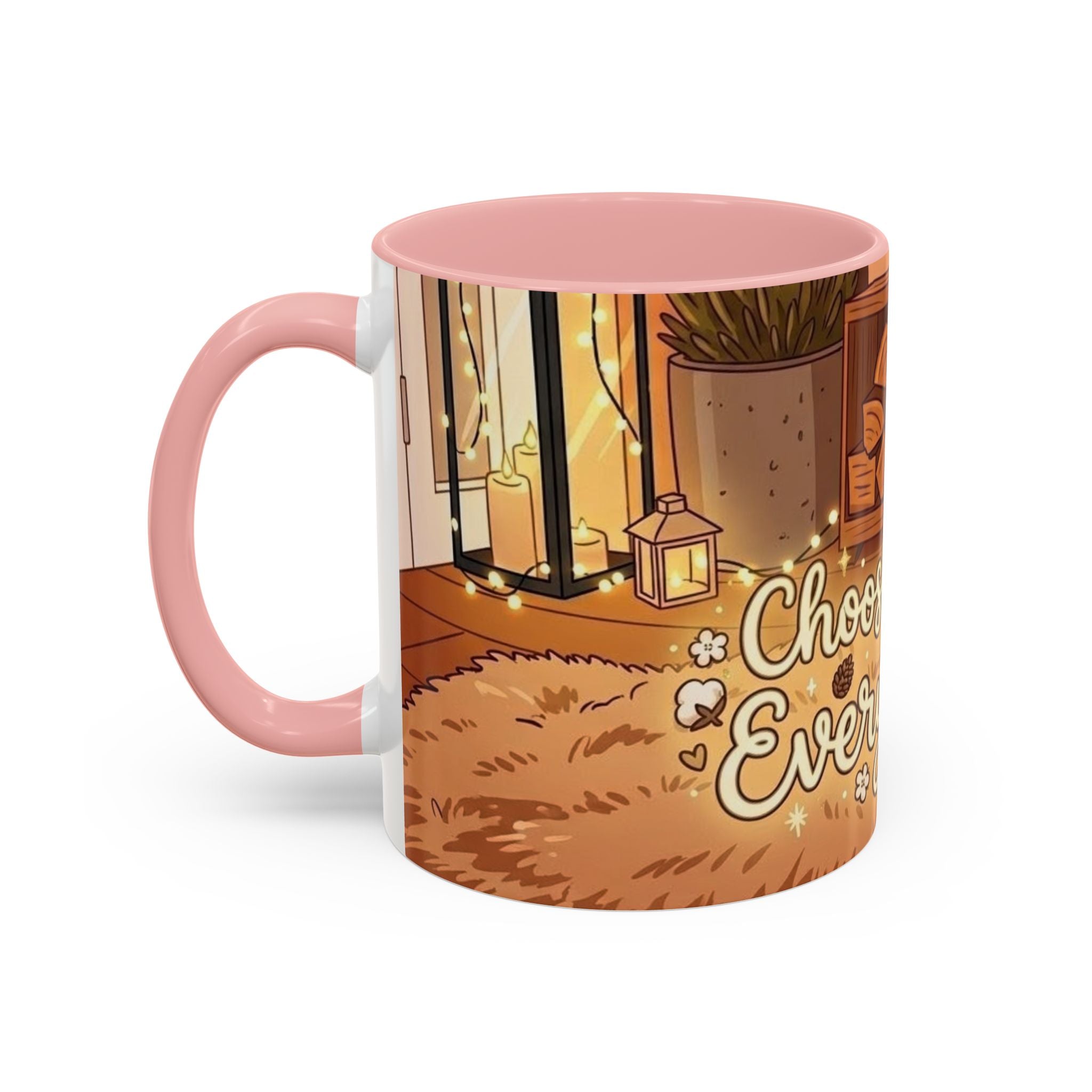Cozy Fireplace Accent Coffee Mug — "Choose Cozy Every Day"