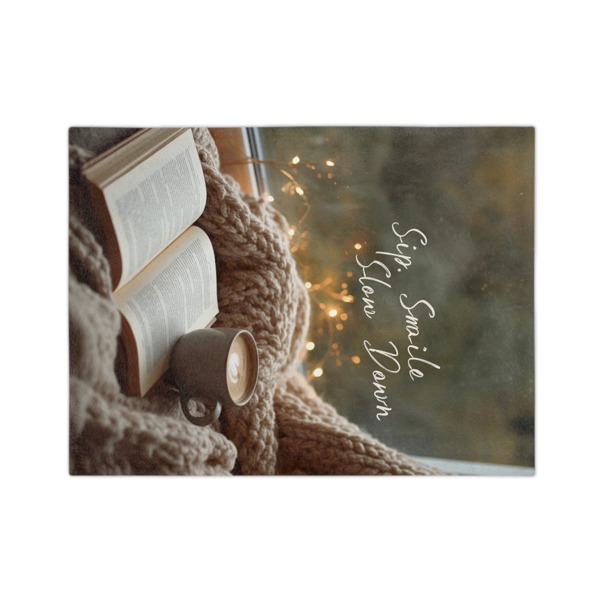 Microfiber Blanket — "Sip, Smile, Slow Down" Cozy Reading Throw