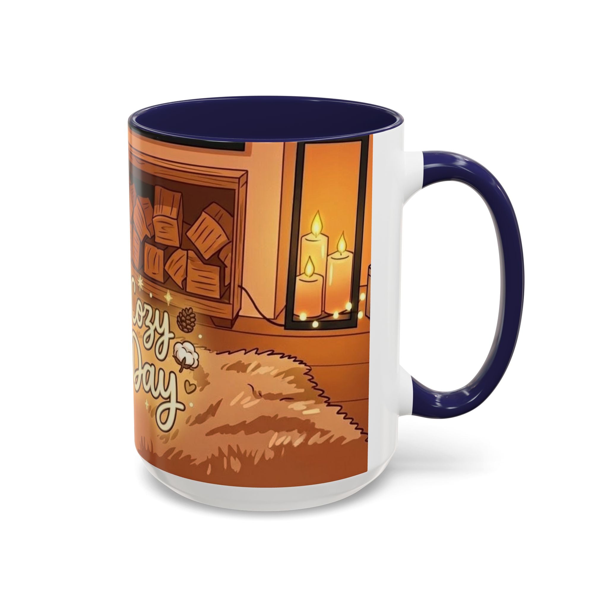 Cozy Fireplace Accent Coffee Mug — "Choose Cozy Every Day"