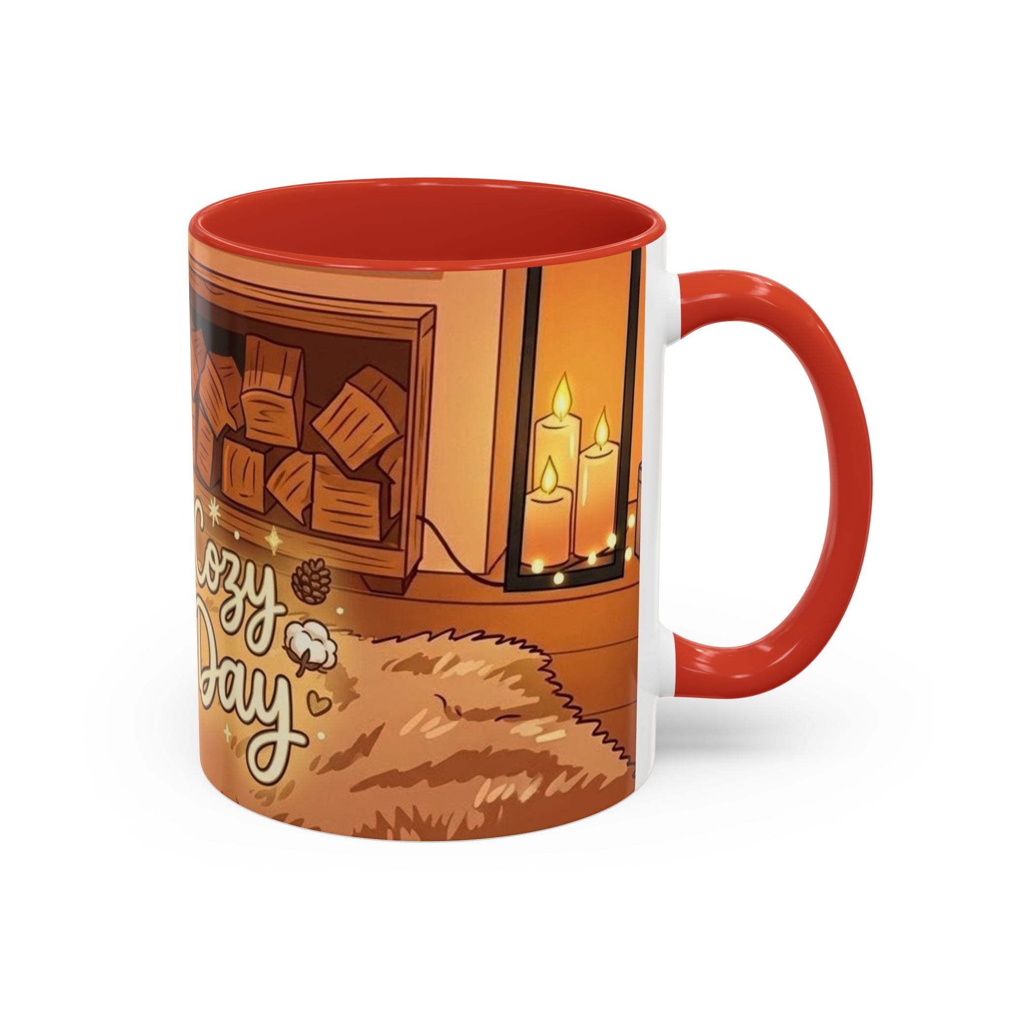 Cozy Fireplace Accent Coffee Mug — "Choose Cozy Every Day"