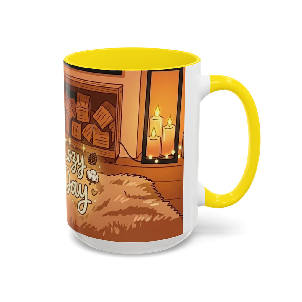 Cozy Fireplace Accent Coffee Mug — "Choose Cozy Every Day"