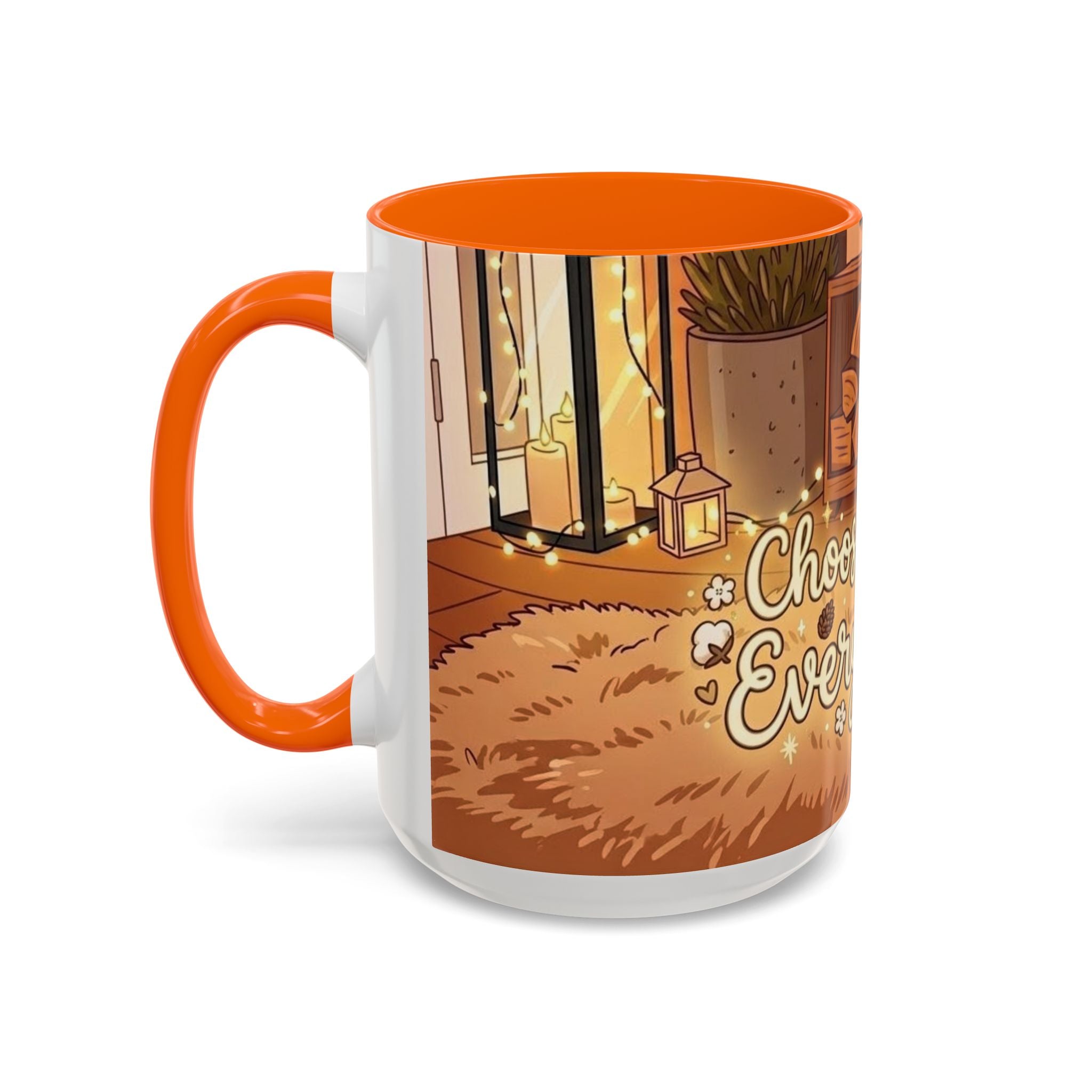 Cozy Fireplace Accent Coffee Mug — "Choose Cozy Every Day"