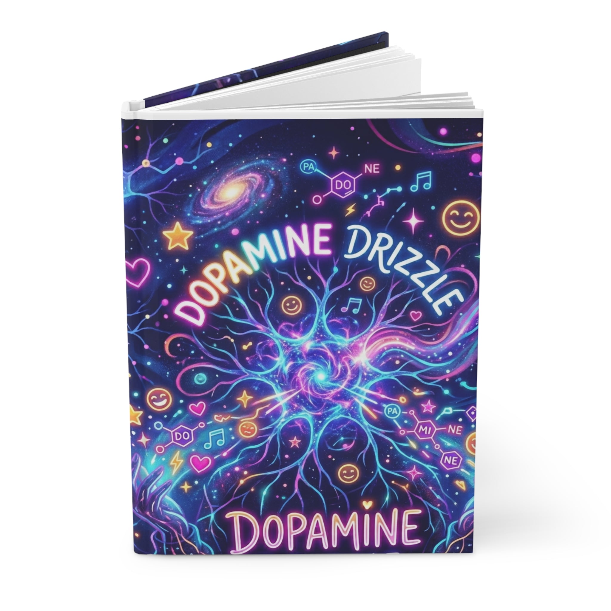 Dopamine Drizzle Hardcover Journal — Psychedelic Space Notebook for Creativity & Mood-Boosting Notes