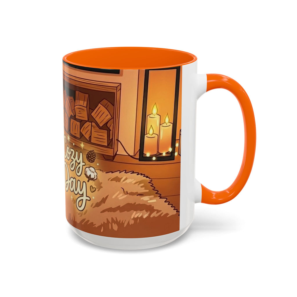 Cozy Fireplace Accent Coffee Mug — "Choose Cozy Every Day"