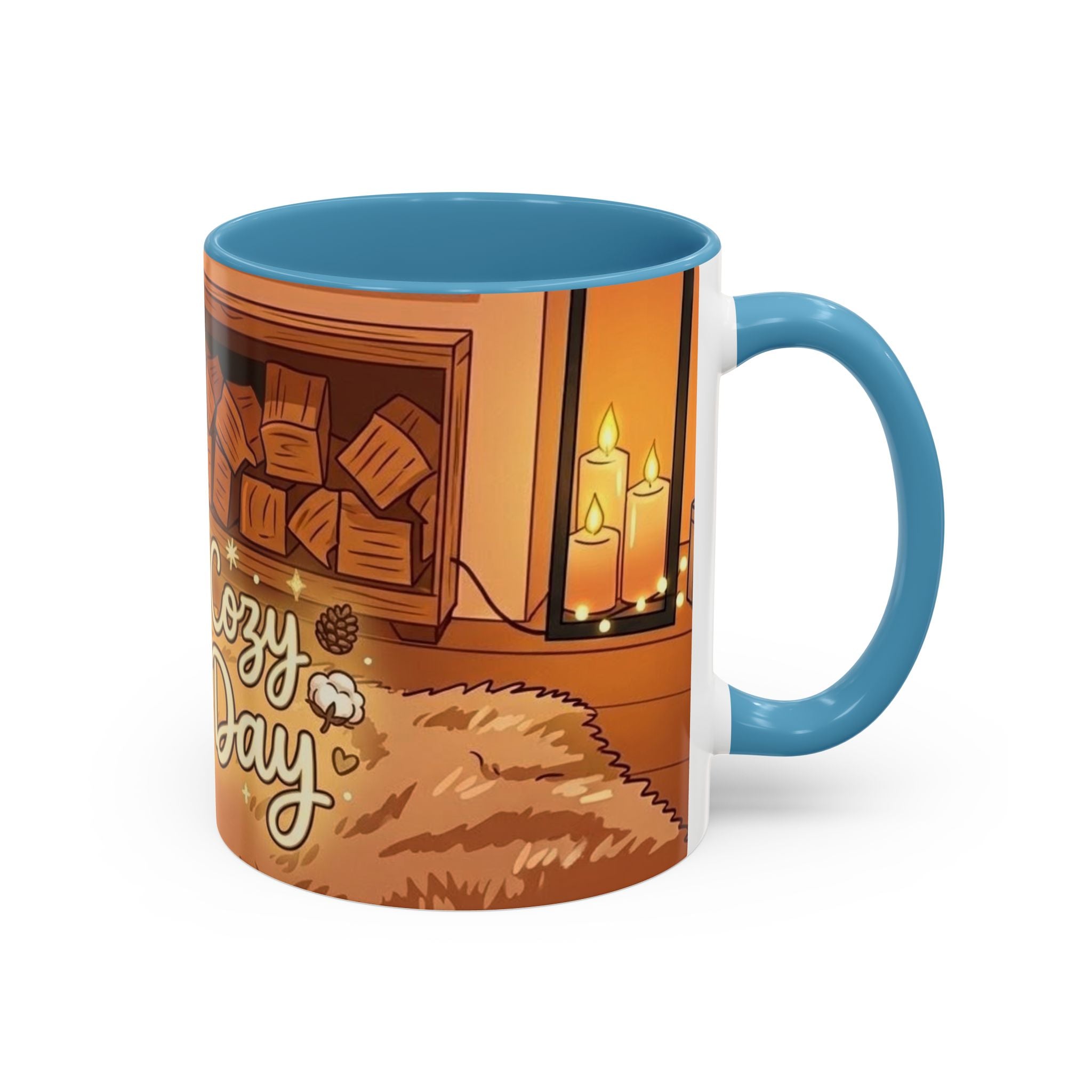 Cozy Fireplace Accent Coffee Mug — "Choose Cozy Every Day"