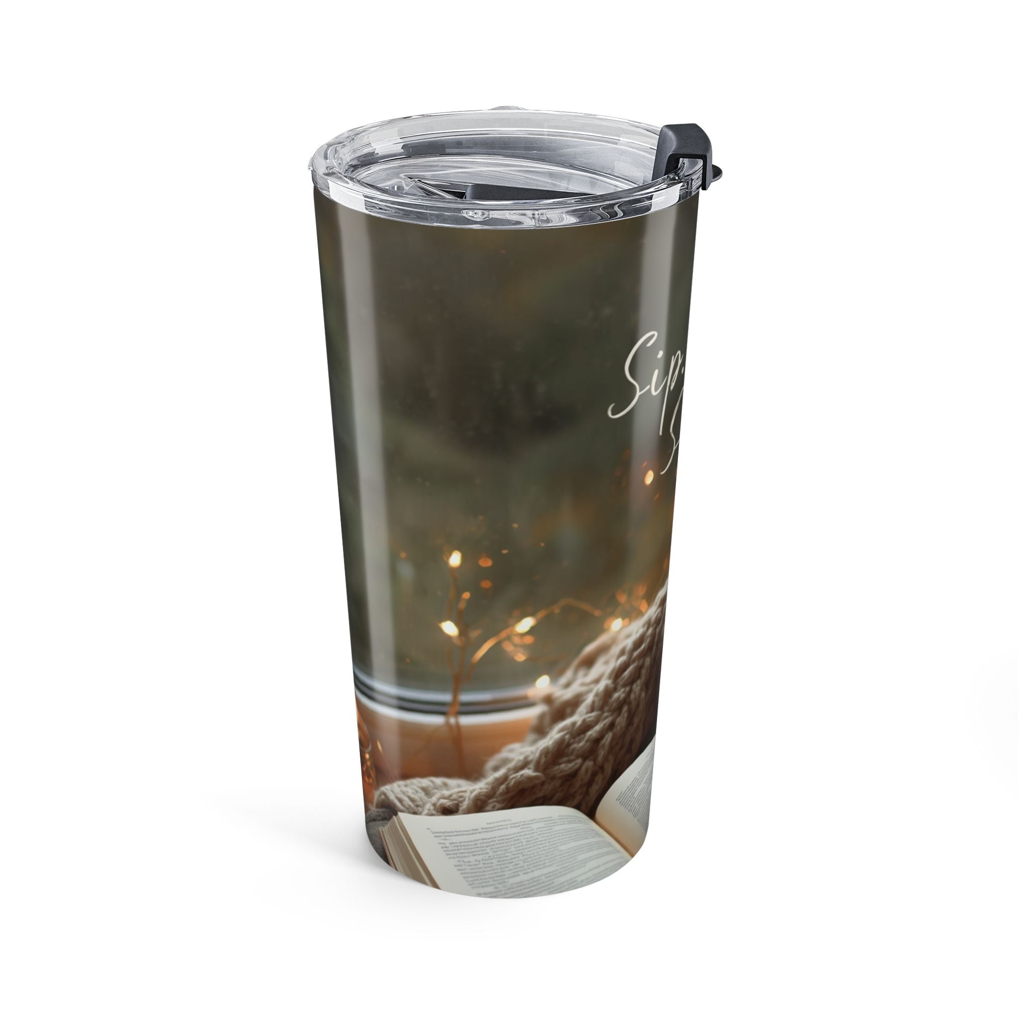 20oz Tumbler — "Sip, Smile, Slow Down" Cozy Knit Coffee Travel Mug