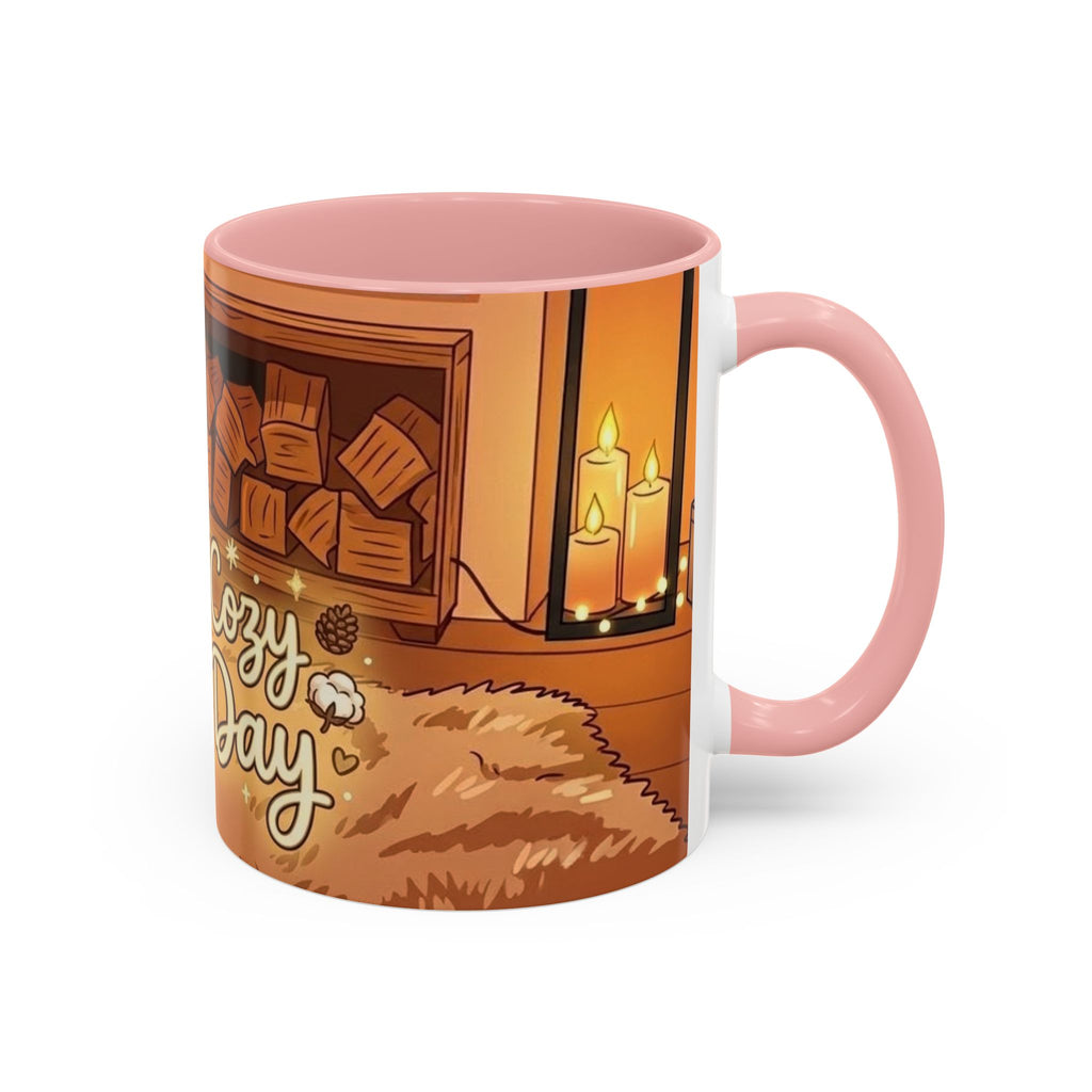 Cozy Fireplace Accent Coffee Mug — "Choose Cozy Every Day"