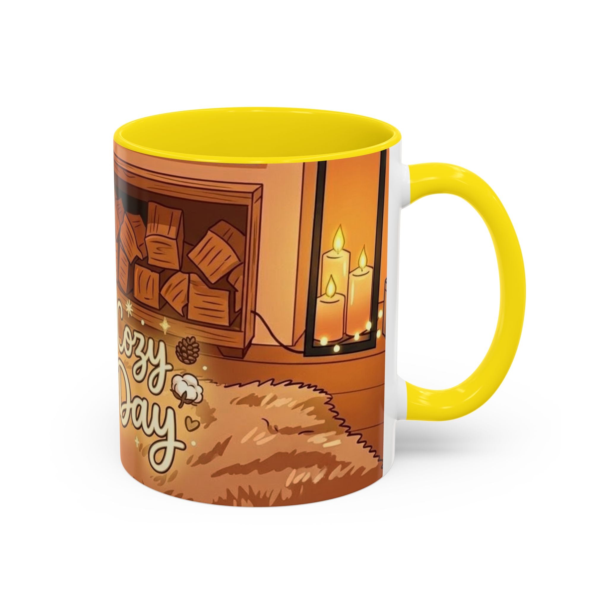 Cozy Fireplace Accent Coffee Mug — "Choose Cozy Every Day"