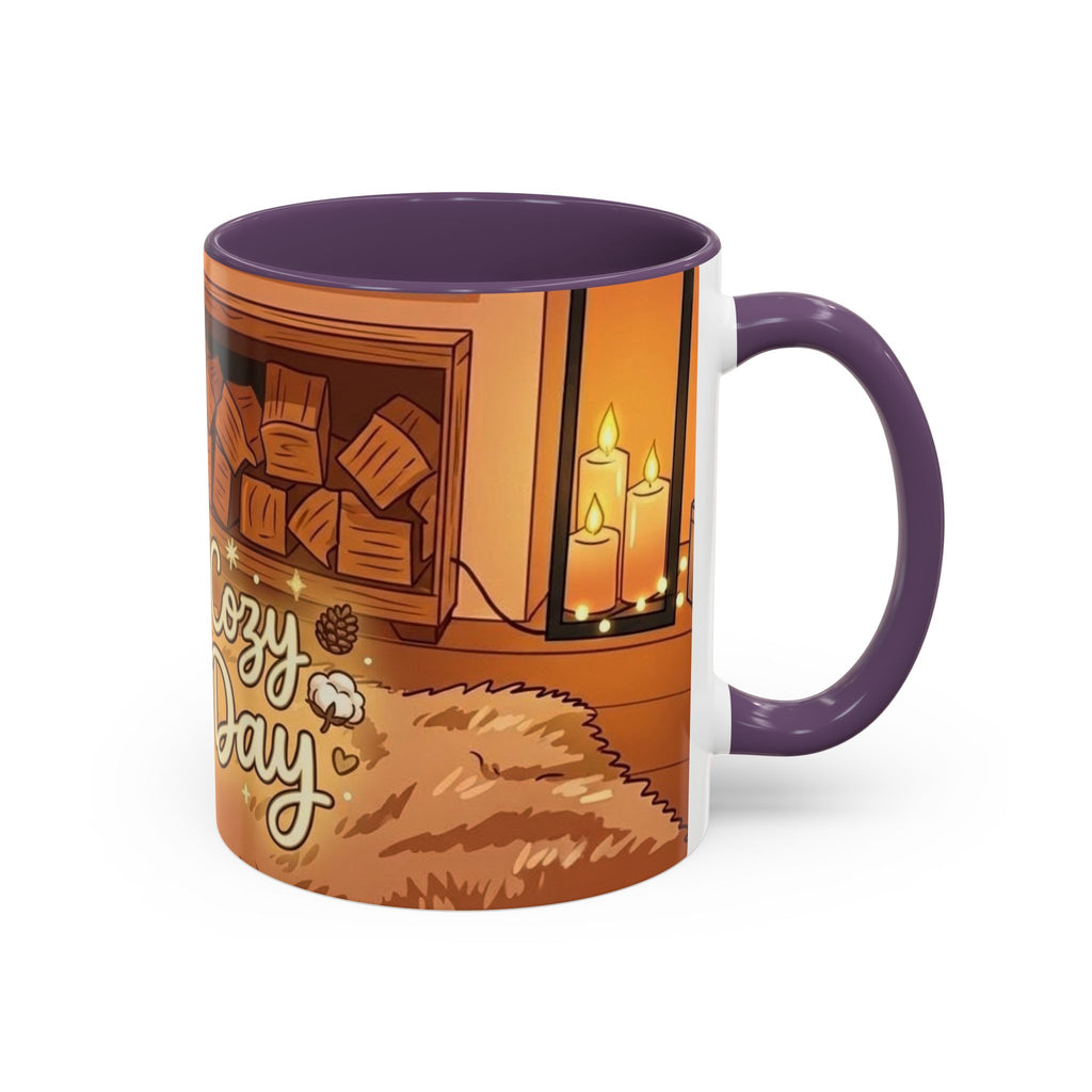 Cozy Fireplace Accent Coffee Mug — "Choose Cozy Every Day"