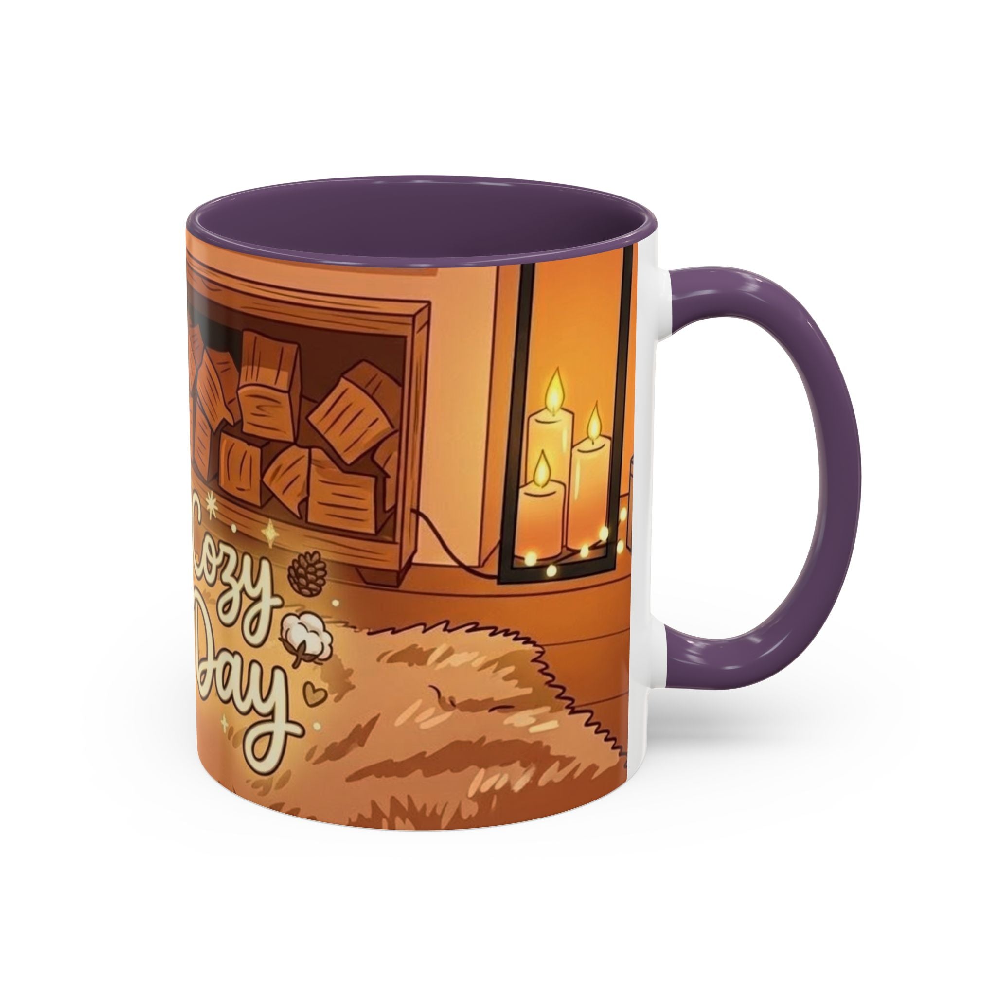 Cozy Fireplace Accent Coffee Mug — "Choose Cozy Every Day"