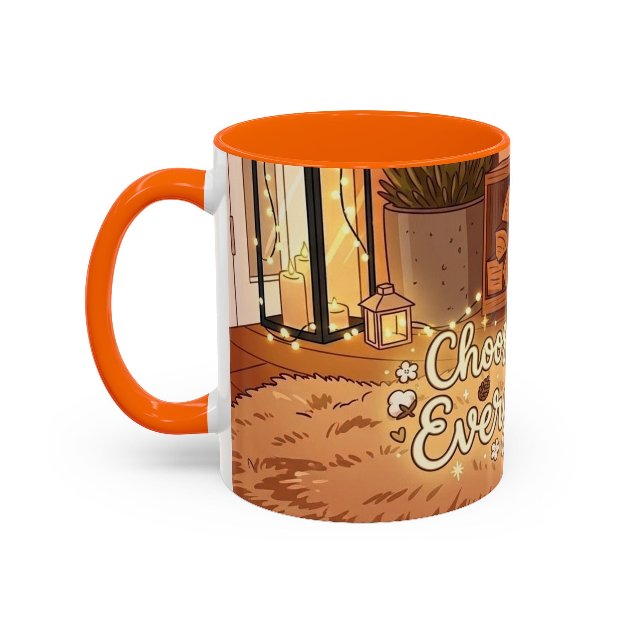 Cozy Fireplace Accent Coffee Mug — "Choose Cozy Every Day"