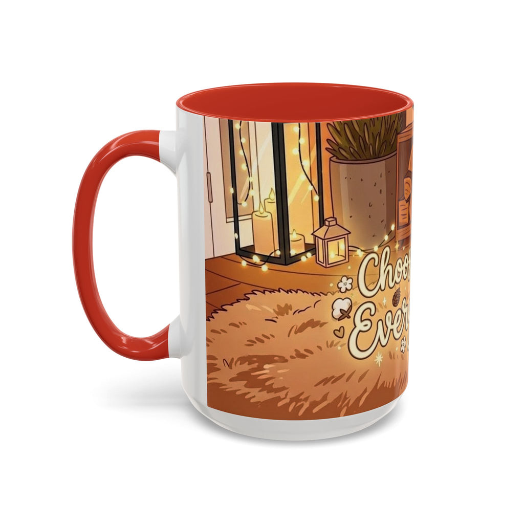 Cozy Fireplace Accent Coffee Mug — "Choose Cozy Every Day"
