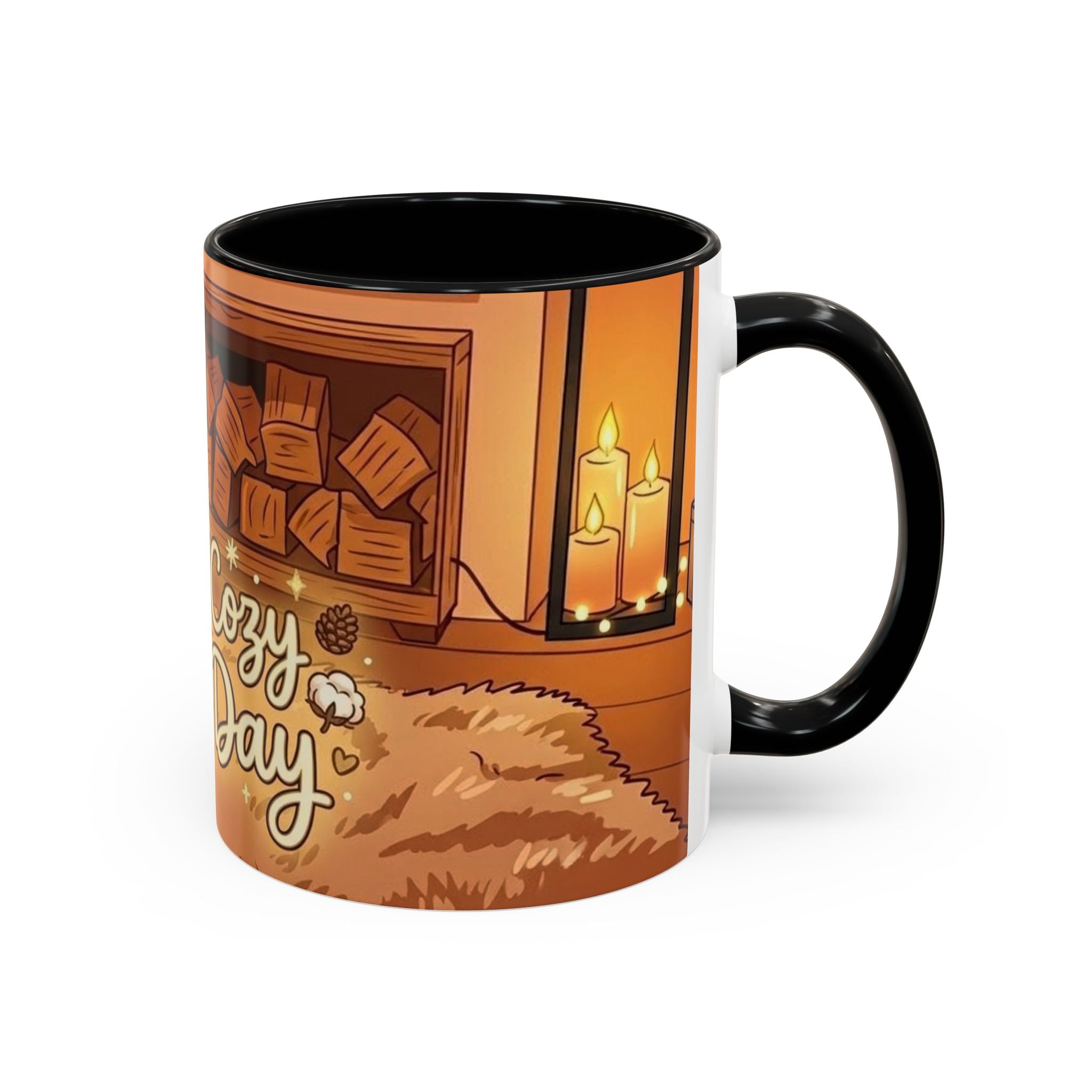Cozy Fireplace Accent Coffee Mug — "Choose Cozy Every Day"
