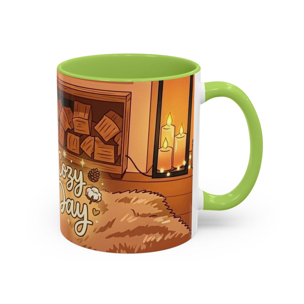 Cozy Fireplace Accent Coffee Mug — "Choose Cozy Every Day"